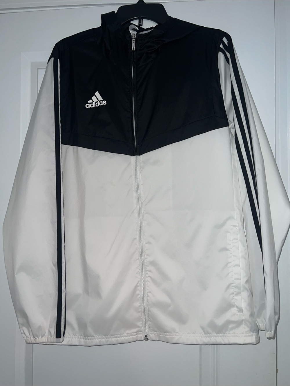 adidas Black and White Colorblock Windbreaker Jacket